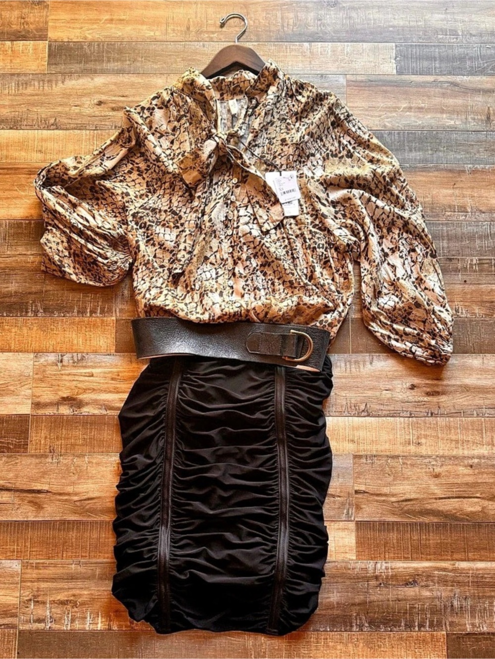 Faithful the Brand Animal Print Blouse in Brown & Black Size XS NWT